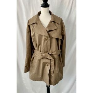 Ellen Tracy Lined and Belted Beige Over Coat/Trench‎